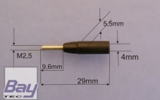CFK Kugelgelenkadapter für Carbonrohr 4mm M2,5 (VE 4Stk. + Schlüssel)