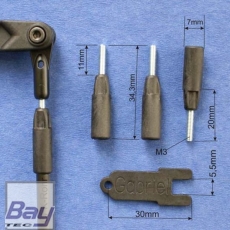 CFK Kugelgelenkadapter für Carbonrohr 5mm M3 (VE 4Stk. + Schlüssel)