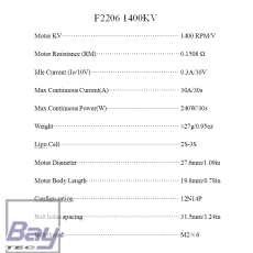 Volta Brushless Motor X2206/1400 - 27g - 1400KV