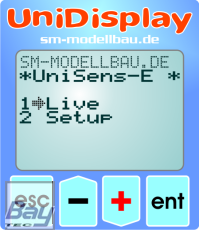 UniDisplay+ - Anzeigedisplay für unseren UniLog 1+2, UniSens-E, GPS-Logger 1+2, LiPoWatch und InfoSwitch. Alle Messwerte können live angezeigt und Parameter direkt eingestellt werden.