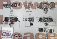 XOAR Engine-X75 - 74ccm Boxer Benzin Motor incl. elektronischer Zündung