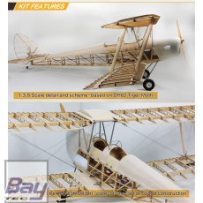 VALUEPLANES TIGER MOTH DEHAVILLAND DH82A HOLZBAUSATZ 1:3,8 2,36M MIT METALLBESCHLÄGEN UND GFK MOTORHAUBE