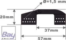 Robbe Modellsport Landeklappen-Scharnier L57mm schwarz Kunststoff 10Stk.