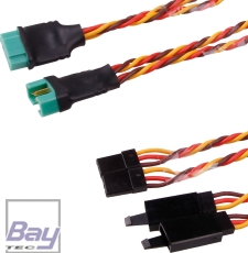 Kabelsatz für 2 Servos MPX Hochstrom Stecker System auf Graupner/UNI 300mm 22AWG/0,32²mm 1 Satz
