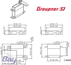 Graupner Servo digital DES 448 BB MG Flächenservo - 9,5mm - 4,5kg