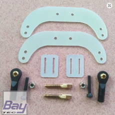 Bay-Tec GFK Doppel Seitenruder Anlenkung 26-40ccm incl. Kugelköpfe und Zubehör für Seilanlenkung