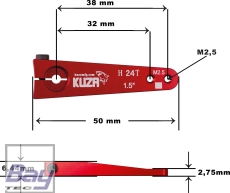 Kuza Servohebel 1-Arm Hitec 24T 38/32mm 1.5" M2,5 Heavy Duty V2 Aluminium