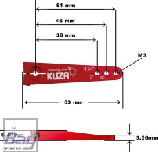 Kuza Servohebel 1-Arm Hitec 24T 51/45/39mm 2" M3 Heavy Duty V2 Aluminium