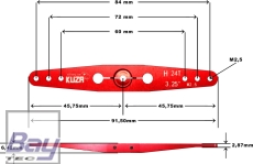 Kuza Servohebel 2-Arm Hitec 24T 84/72/60mm 3.25" M2,5 Heavy Duty V2 Aluminium