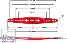 Kuza Servohebel 2-Arm Futaba 25T 100/88/72/ 60mm 4" M3 Heavy Duty V2 Aluminium