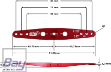 Kuza Servohebel 2-Arm Futaba 25T 84/72/60mm 3.25" M3 Heavy Duty V2 Aluminium