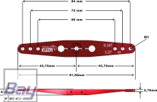 Kuza Servohebel 2-Arm Hitec 84/72/60mm 3.25" M3 Heavy Duty V2 Aluminium