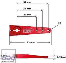 Kuza Servohebel 1-Arm Futaba 25T 32/26/20mm 1.25" M2 Heavy Duty V2 Aluminium