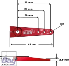 Kuza Servohebel 1-Arm Hitec 24T 32/26/20mm 1.25" M2 Heavy Duty V2 Aluminium