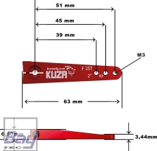 Kuza Servohebel 1-Arm Futaba 25T 51/45/39mm 2" M3 Heavy Duty V2 Aluminium