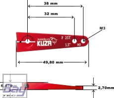 Kuza Servohebel 1-Arm Futaba 25T 38mm/32 1.5" M3 Heavy Duty V2 Aluminium