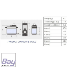 Bay-Tec Eco-Line Servo MG 958 - 20kg - 20mm - 65g