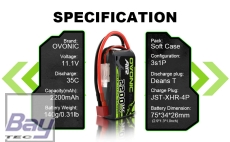 OVONIC 3S 35C 11,1 V 2200 mAh kurzer LiPo-Akku mit XT60 Stecker