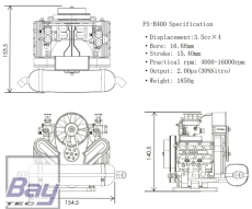 Toyan FS-B400 4-Cyl Boxer Methanol Engine 4-Stroke Kit