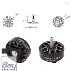 Bay-Tec X2807 1700KV Brushless Motor - 47,9g - max 900W
