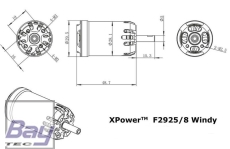 Bay-Tec XPower Brushless-Motor F2925/8 F5J WINDY - 102g - 1380KV