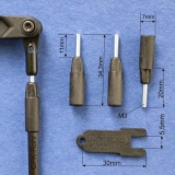 CFK Kugelgelenkadapter für Carbonrohr 5mm M3 (VE 4Stk. + Schlüssel)