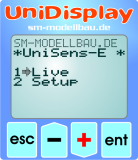 UniDisplay+ - Anzeigedisplay für unseren UniLog 1+2, UniSens-E, GPS-Logger 1+2, LiPoWatch und InfoSwitch. Alle Messwerte können live angezeigt und Parameter direkt eingestellt werden.
