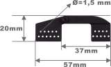 Robbe Modellsport Landeklappen-Scharnier L57mm schwarz Kunststoff 10Stk.