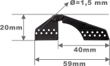 Robbe Modellsport Landeklappen-Scharnier L59mm schwarz Kunststoff 10Stk.
