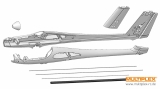 Multiplex Heron Rumpfhälften, Gurte und 6-kt. Rohr