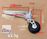 voll Alu Heck / Sporn Fahrwerk incl. Rad - 80mm Höhe - für 8-20kg Modelle