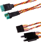 Kabelsatz für 2 Servos MPX Hochstrom Stecker System auf Graupner/UNI 300mm 22AWG/0,32²mm 1 Satz